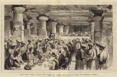 The Royal Visit to India, the Prince of Wales Dining in the Caves of Elephanta, Bombay by Henry William Brewer